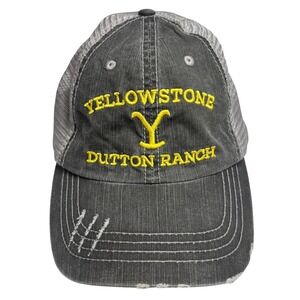 Yellowstone Dutton Ranch Trucker Hat Gray Distressed Mesh Back Baseball Cap OSFM